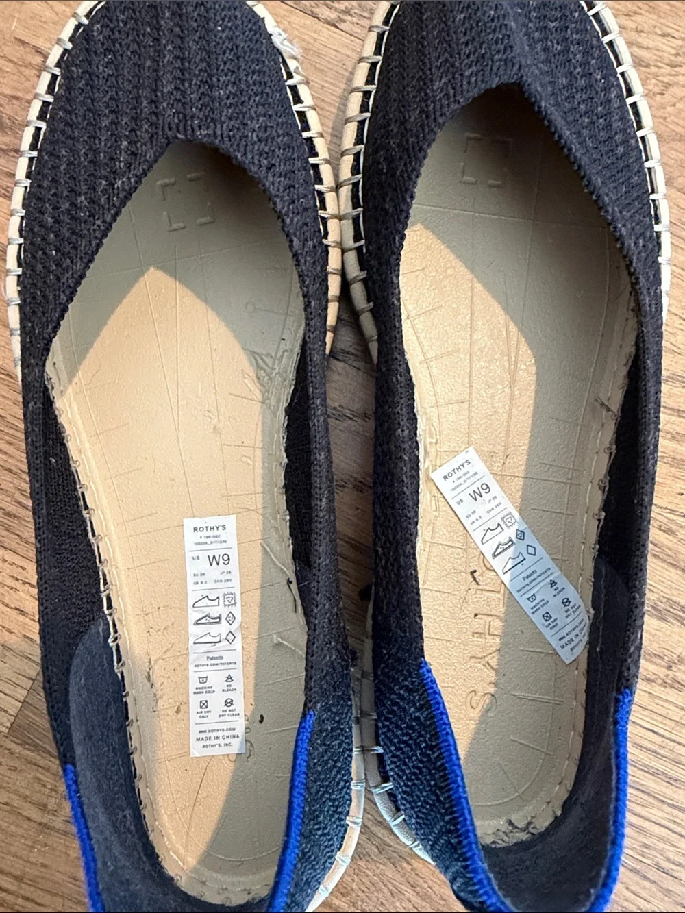 Rothy's Women's Boardwalk Espadrille Flats Black Knit Size 9